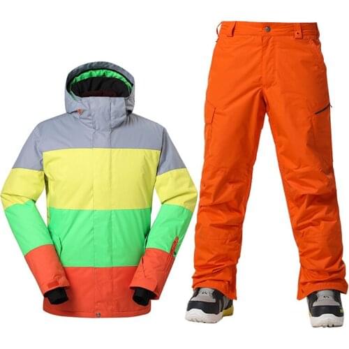GSOU SNOW Brand Winter Ski Suit Men Ski Jacket Pants Waterproof Snowboard Sets Outdoor Skiing Snowboarding Snow Suit Sport Coat