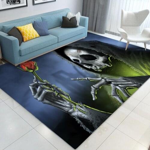 Nordic Modern style Carpets for Living Room Bedroom Area Rugs Creative rose skull 3D Printing Carpet Home Hallway Antiskid Mats
