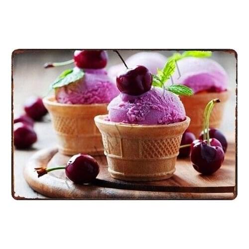 Colourful Delicious Ice Cream Vintage Metal Tin Sign Kitchen Bar Cake Shop Plaque Retro Iron Painting Poster Wall Art Decor WY67