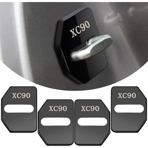 4pcs Car Door Lock Cover For Volvo XC90 Badge Emblem Latch Stop Protective Buckle Metal For Volvo XC40 XC60 V90 S90 Car Tuning