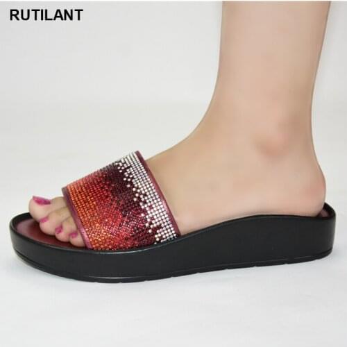 Summer Slippers 2020 Women Shoes High Quality PU Leather Square Toe Ladies Summer Slippers Good Quality Slippers for Woman