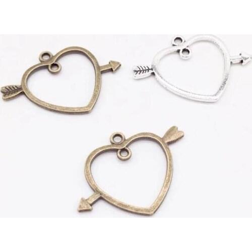 Fashion 12 pcs love heart arrow charms fit DIY hand made bracelet necklace earring charms Jewelry Making
