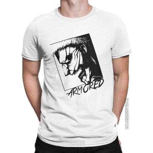 Humorous Armored Titan T-Shirts For Men Round Neck Cotton T Shirts Attack On Titan Classic Short Sleeve Tees Gift Idea Clothing
