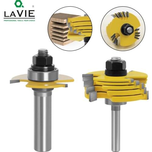 LAVIE 2pcs 12mm 1/2 Shank Slot Knife Cutters 3 Wing Router Bits Set 7pcs Blade Cemented Carbide Milling Cutter for Wood 03014