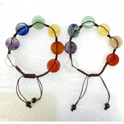 Natural Gem Stone Quartz Crystal Lapis 7 Chakra Reiki Healing Irregular Beads Jewelry Handmade String Rope Adjustable Bracelet