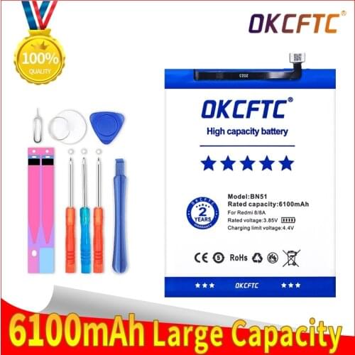 Original Replacement Battery 6100mAh BN51 For Xiaomi Redmi 8 Redmi 8A Redmi8 Authentic Phone Battery +Tools