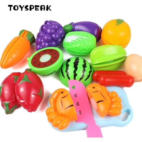 Plastic Cutting Fruit and Vegetable Toys Kids Pretend Play Educational Toy Children Kitchen Toys Set Gift