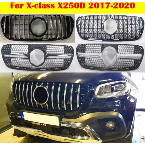 For Mercedes-Benz X-class X250D X250 GT Car styling Middle grille ABS plastic grill vertical bar grid Diamond style 2017-2020