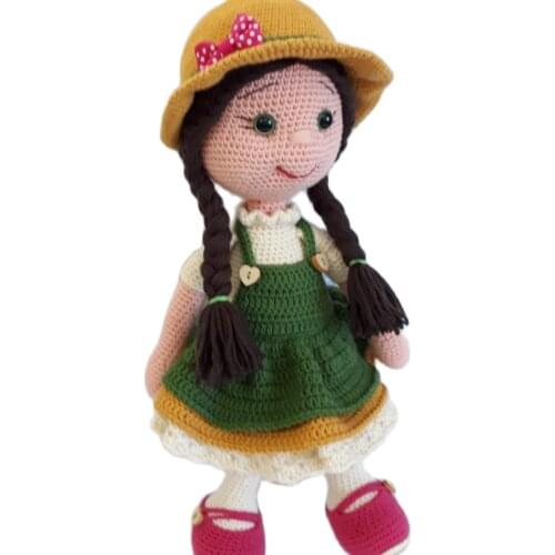 Amigurimi Hat Girl Baby Toy Cute Fashion Stuffed Hand Zanaatı Healthy Color Green Blue Red Crochet Knit Suited