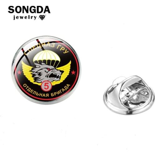 SONGDA Interesting Voyska Stainless Steel Brooch Pin Army Metal Badges For Man Boys Gifts Fashion Glass Dome Brooches Jewelry