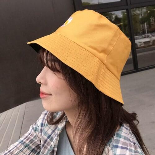 Fisherman Hat Female Daisy Double-sided Cute Korean Fashion Sunshade Hat New Ladies