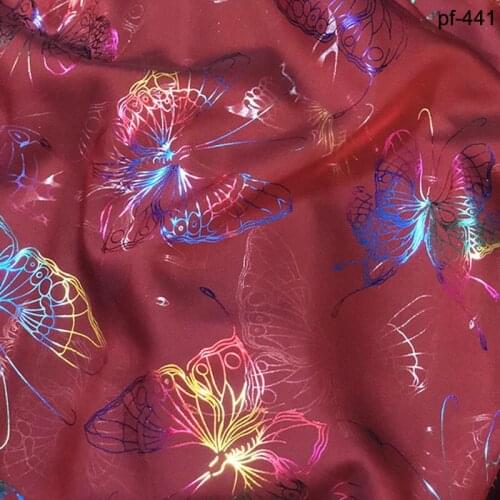 Dancing dress chiffon fabric Bronzing Butterfly Fabric Bronzing Gold and Silver cosplay sewing wedding costume DIY