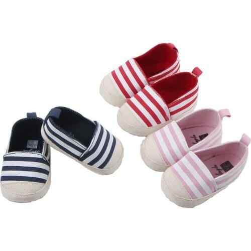 Baby Soft Soled Non-slip Striped Shoes Newborn Boys Girls Breathable First Walkers Infant Fashion Casual Crib Footwear NBB0137