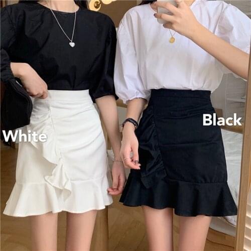 Skirts Women Summer Ruffles Chic Korean Fashion Mini Pleated Hip-skirt All-match New Harajuku Street A-line Womens Faldas Casual