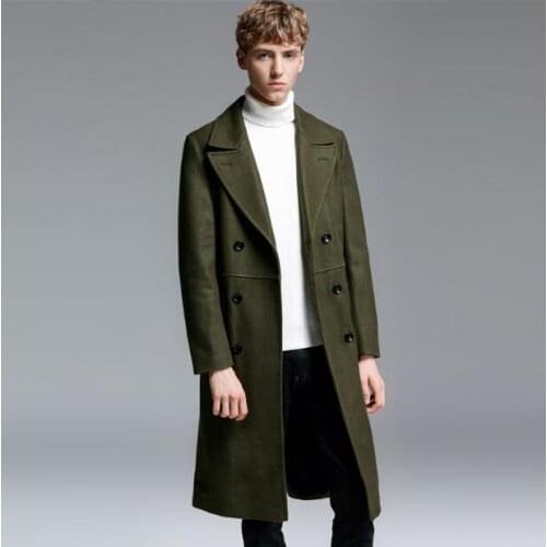 S-6XL Plus size Mens Clothing brand slim casual long overcoat fashion double breasted male woolen overcoat wool coat costumes