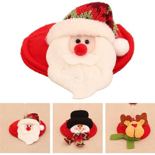 1pc Christmas Drink Coaster Soft Santa Claus Snowman Cup Coaster Wine Glass Wrap Cup Accessories Party Supplies