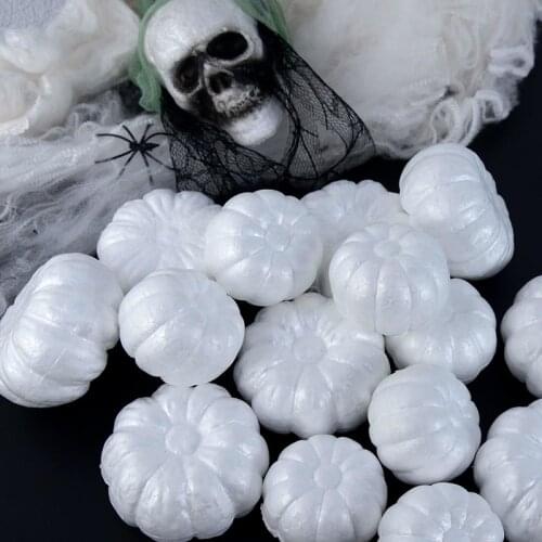 10Pcs 6/8cm DIY Halloween Foam Pumpkins Polystyrene Styrofoam Foam White Pumpkin For Halloween Home Decor Kids Handmade Crafts