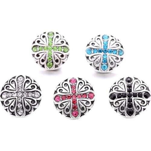 10pcs/lot High Quality 18MM Snap Jewelry DIY Faith Cross Snap Buttons Fit 18mm Snap Bracelet Bangle for Women Men Jewelry