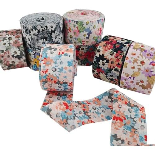 10Yards Double Sided 1" 25MM/1.5" 38MM Flower Chiffon Printed Cotton Flora Cloth Ribbons Hair Bows Satin DIY Material Decoration