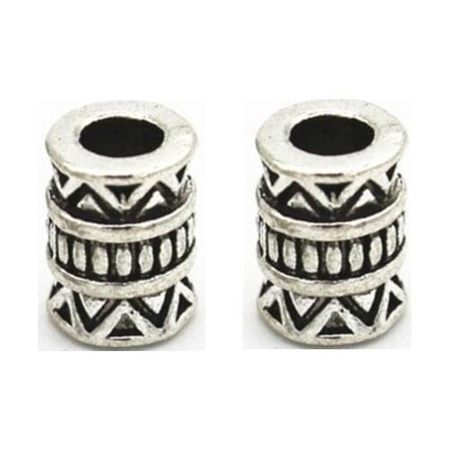 100 PCS 5.5mm 7mm Metal Alloy Tube Beads Antique Silver Color Barrel Beads Spacer Beads DIY Hole Beads For Jewelry Making