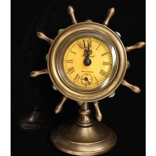 2021 Retro Mechanical Desk Clock Home Decoration Living Room Table Watch Desk Clock Ship Rudder Metal Clockwork Desk Watch Gift