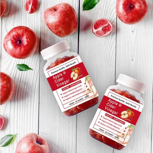 60pcs Apple Cider Vinegar Gummy Vitamins B9 B12 Organic Beet Root Pomegranate Gummies for Detox Cleanse & Weight Management
