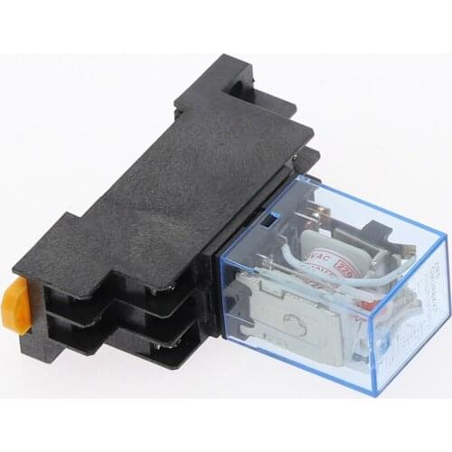 AC/DC 110V 220V 12V 24V Relay Coil General DPDT Micro Mini Electromagnetic Relay Switch with Socket Base LED MY2P HH52P MY2NJ