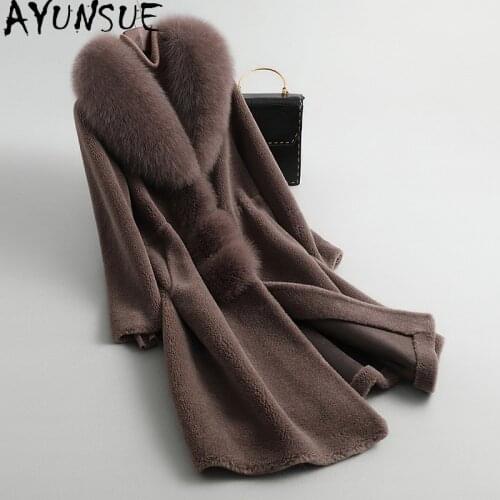 AYUNSUE High Quality 100% Wool Real Fur Coat Female Warm Woman Jacket Winter Clothes Women Plus Size 5xl 2020 Mujeres Abrigos 06
