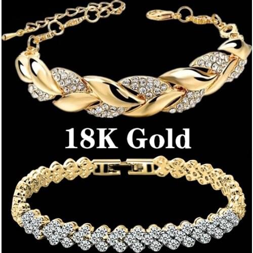 Luxury Fashion Women Silver Crystal Bracelet 18K Gold Leaf Bracelet Rose Gold Diamond Bracelet for Women Christmas Gift Jewelry