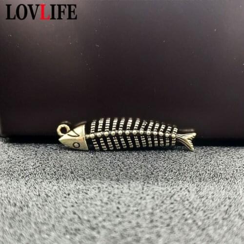 Pure Brass Koi Carp Fish Bone Keychain Pendants Jewelry Fashion Women Handbag Hanging DIY Copper Keyring Accessory Creative Gift