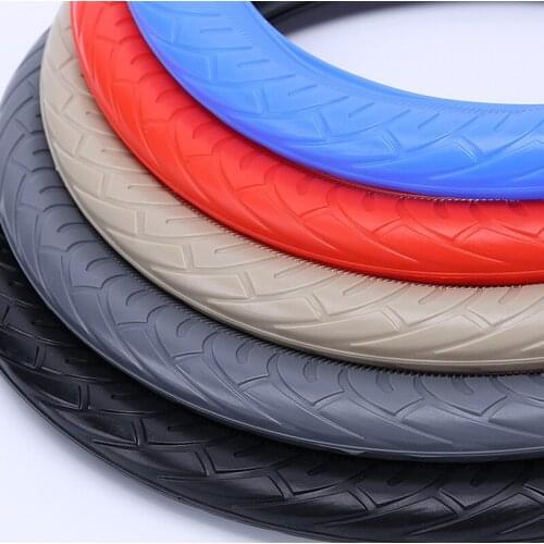 37/38cm Silicone Car Steering Handle Cover Wear Resistant Anti Slip Tire Tread Four Seasons Universal Steering Wheel Cover