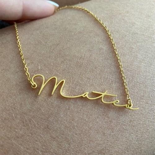 Handwriting Name Choker Custom Jewelry Personalized Signature Name Pendant Necklaces Women Men Bijoux Stainless Steel Nameplate