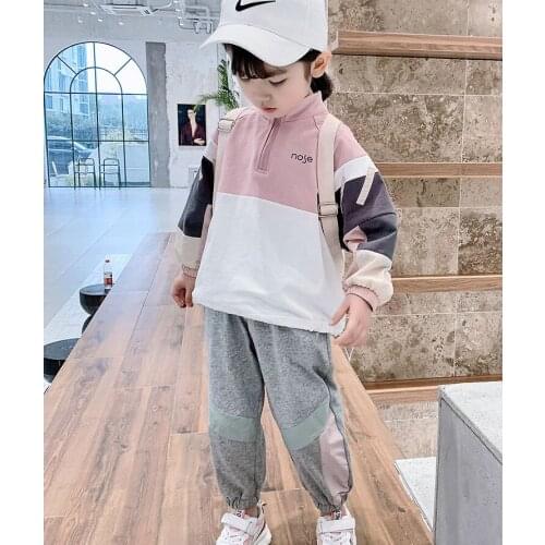 Childrens clothing girls spring suit 2021 new spring and autumn in the big children childrens girls foreign sports two-piece t