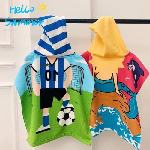 Baby Hooded Bath Towel Poncho Microfiber Children Kids Changing Bathrobe Towels Bath Robe Quick Dry Sports Beach Bathing Towel