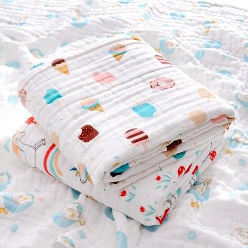 Baby Blanket Keep Warm Quilt Newborn Comforter Cartoon Baby Four-layer Gauze Bath Towel For Children Baby Bedding Blankets