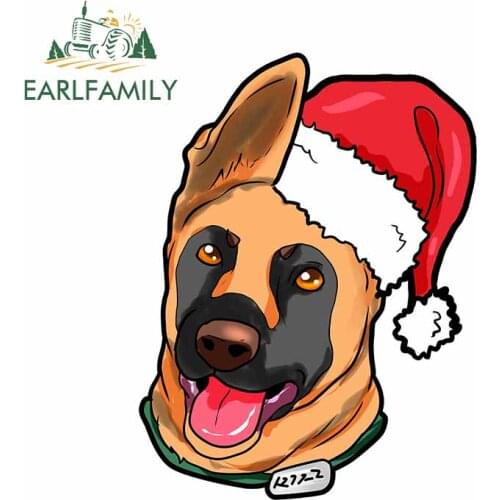 EARLFAMILY 13cm x 9.8cm For Belgian Malinoi Christmas Repair Car Sticker Waterproof Decal Scratch-Proof Decals Decoration