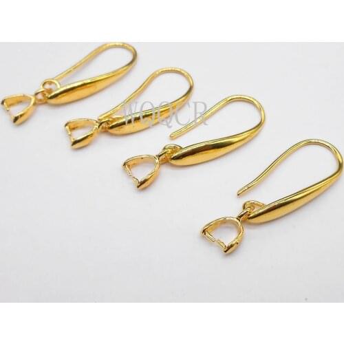 Top Quality 18K Gold Hook DIY Earring Parts Matte Surface Findings for Jewelry Making Component Accessories Wholesale 50PCS