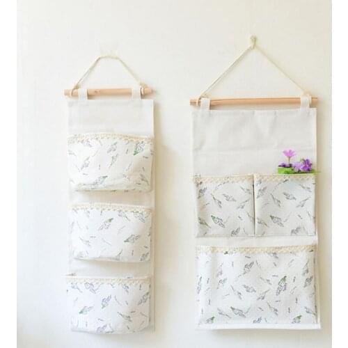 Cotton Linen Wall Hanging Storage Bags Organizer Toys Container Decor Pocket Pouch Hanging Bags Socks Briefs Organizer