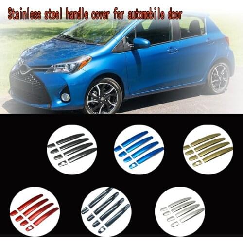 Karcng 9 pcs/lot for Car door handle cover stainless steel Chrome decorative sticker For Toyota Yaris 2006 - 2011 Vitz XP90