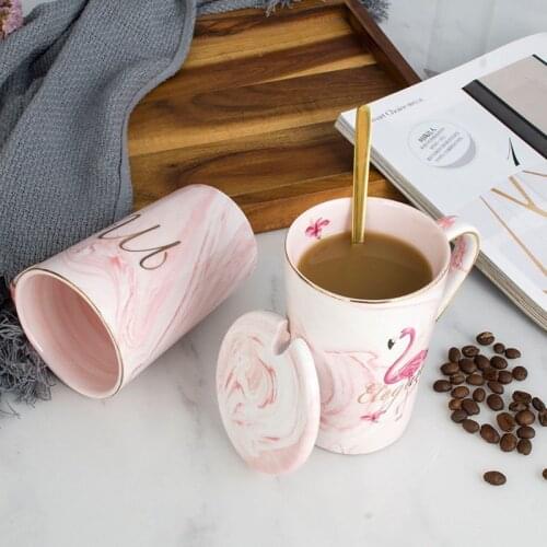 Flamingo Mr Mrs Coffee Mug Ceramic Marble Pattern Couple Cup and Mug Lovers Gift Wedding Gift Home Office Drinkware Drop ship