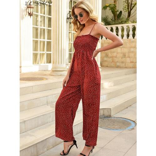 Sexy Backless Polka Dot Jumpsuit Loose Trousers Wide Pants Rompers Summer Holiday Women Clothing 2021 Female One Piece Overalls