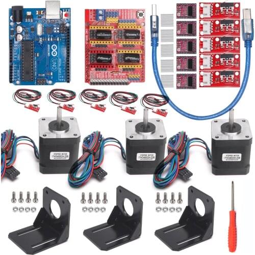 Professional 3d Printer CNC Kit +UNO R3 Board+RAMPS 1.4 Mechanical Switch Endstop+DRV8825 Motor Driver+Nema 17 motor