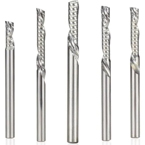 Left hand cnc router bit diameter 1-3.175mm carbide end mill for aluminum cutting single flute down cutter 1 / 8mm (3,175
