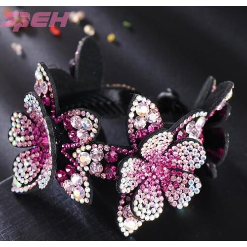 Korean ball hair clip female Rhinestone Flower Bud hair decoration dish hair artifact horsetail buckle headflower hairpin