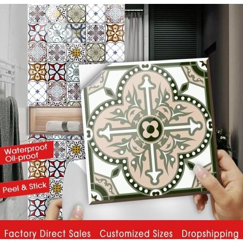 Colorful Mandala Floral Texture Crystal Hard Floor Tile Wall Sticker Kitchen Home Decor Wall Decals Waterproof Ground Art Mural