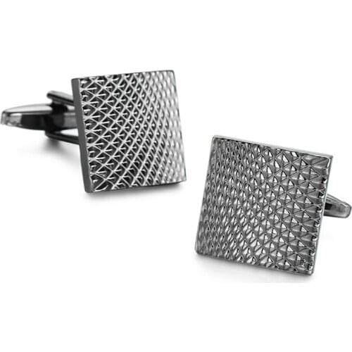 Hot Selling Business Square Black Cufflinks For Mens Brand Jewelry High Quality Classic Carve Cuff links Wedding cuffs