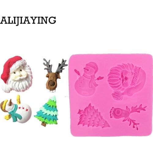 M0006 Santa snowman Christmas tree deer DIY candy jelly 3D silicone mold cake decorating tools baking sugar mold soap mold