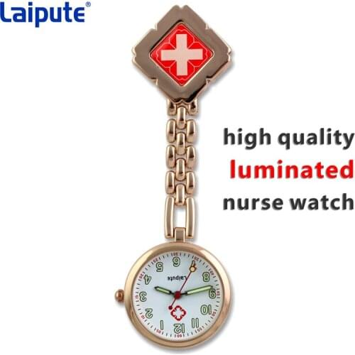 Nurse Doctor Pocket Watch Quartz Red Cross Brooch Nurses Watch Fob Hanging Medical