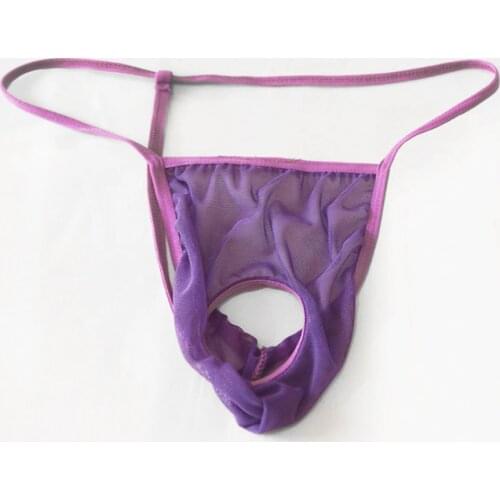 Men Briefs Jockstrap Penis Hole Thong Bikini Panties Transparent G-String T-Back Breathable Sheer Mens Briefs