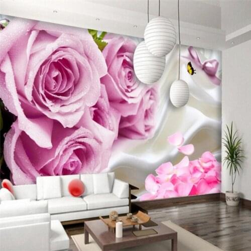 Beibehang Wallpaper Mural Wall Stick Silk Rose Petal Background Wall papel de parede 3d para sala atacado 3d wallpaper